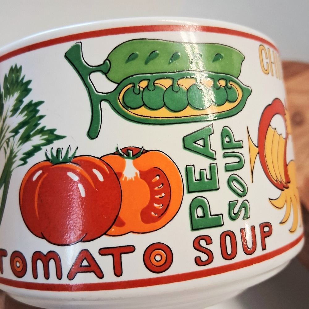 Vintage 1970's Pop Art Ceramic Soup Mugs Set Of 2 Made In Japan Retro Kitchen